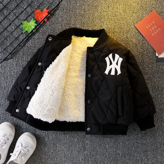 أولاد شتاء thickened baseball jacket small and medium children cotton coat with طويل length warm feature for أطفال