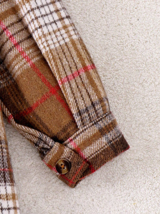 كاجوال بنات' fall/شتاء plaid print أكمام طويلة coat with solid color pit بدون أكمام جمبسوت بدلة