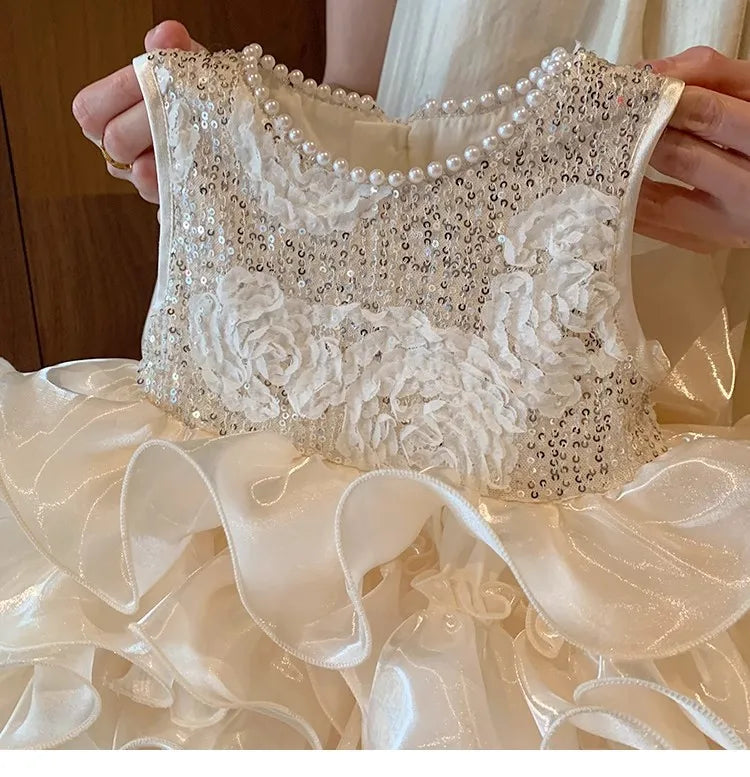 children's formal satin ball gown pageant فستان for 1-6yrs toddlers birthday party gowns baby فستان lace bow appliques