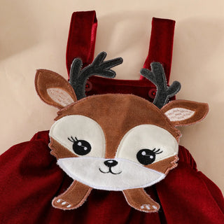 christmas cute fawn baby بنت طويل-sleeved baby rompers with velvet back belt جيب fall شتاء 3pcs بدلة