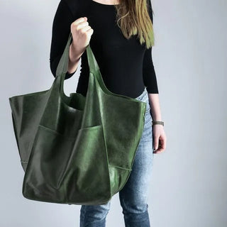 شنطة جلد فاخرة للنساء - Classic Retro Women's Bags Simple Casual