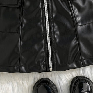 cross-border exclusive بنات' صيف fashion بدلة solid color أكمام طويلة jacket leather stitching جيب ربيع خريف ستايل
