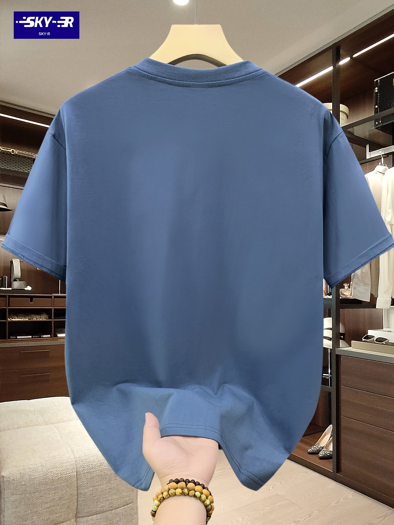 تيشيرت رجالي من القطن بطباعة جرافيك كبيرة الحجم من