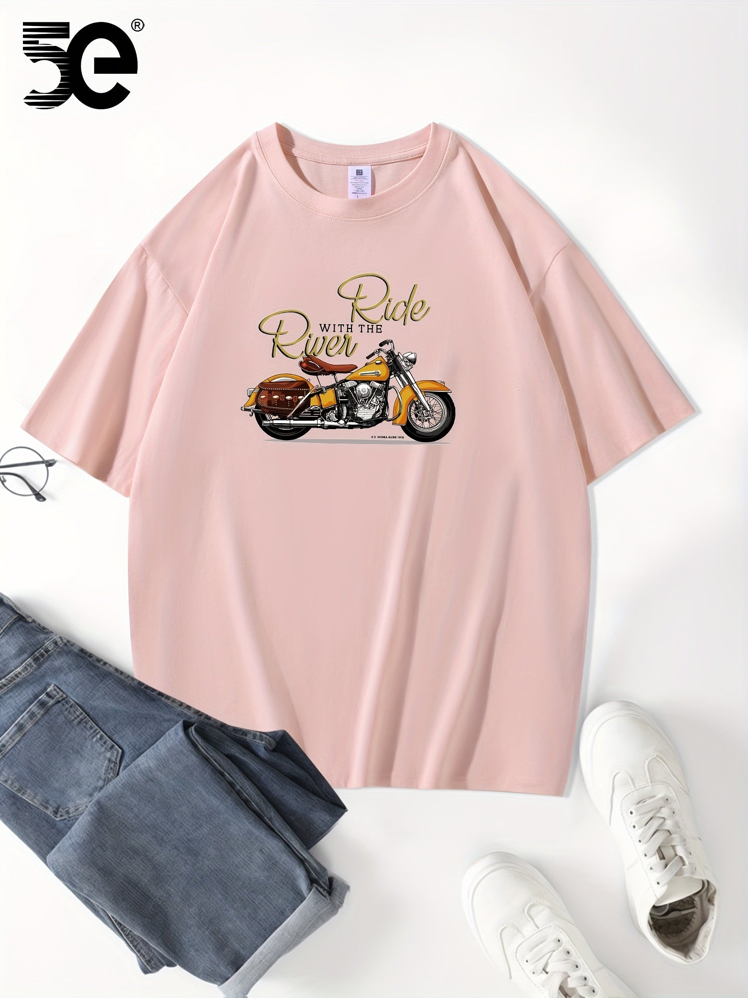 تي شيرت قطني عارض للرجال 5E،