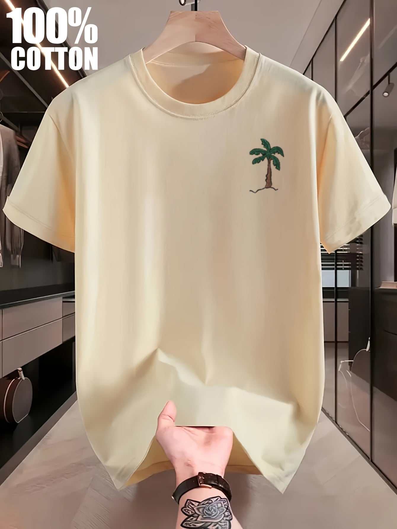 تيشيرت رجالي كاجوال من القطن بنسبة 100%