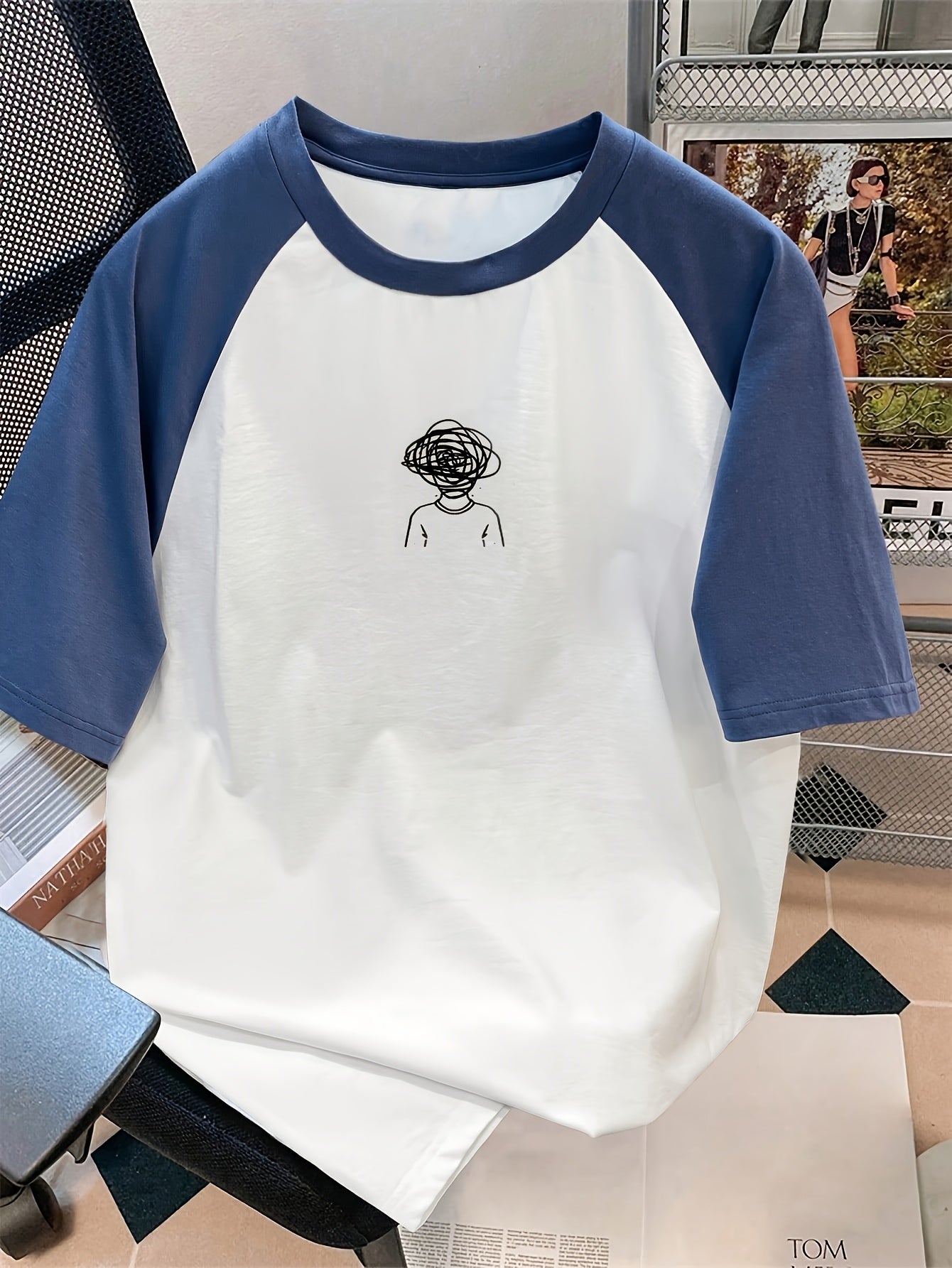 تي شيرت رجالي قصير الأكمام بطباعة رسومات UFO