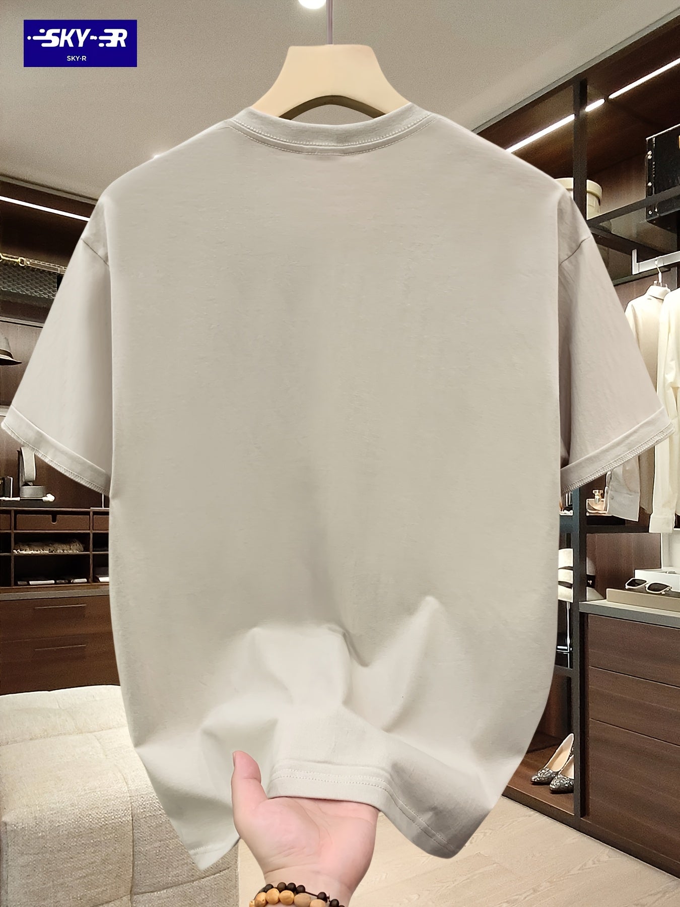 تيشيرت رجالي من القطن بطباعة جرافيك كبيرة الحجم من