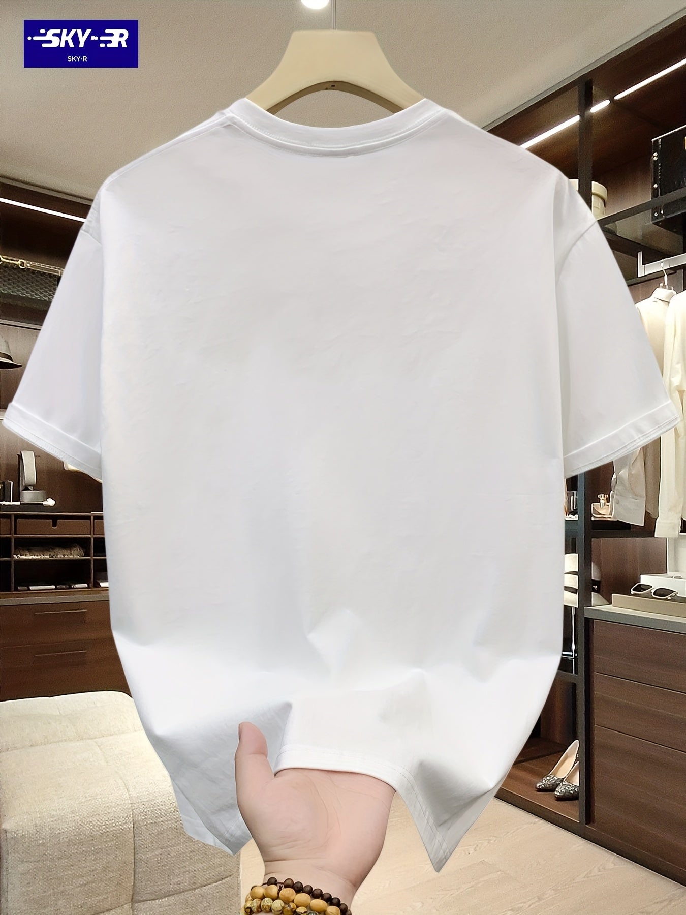 تيشيرت رجالي من القطن بطباعة جرافيك كبيرة الحجم من