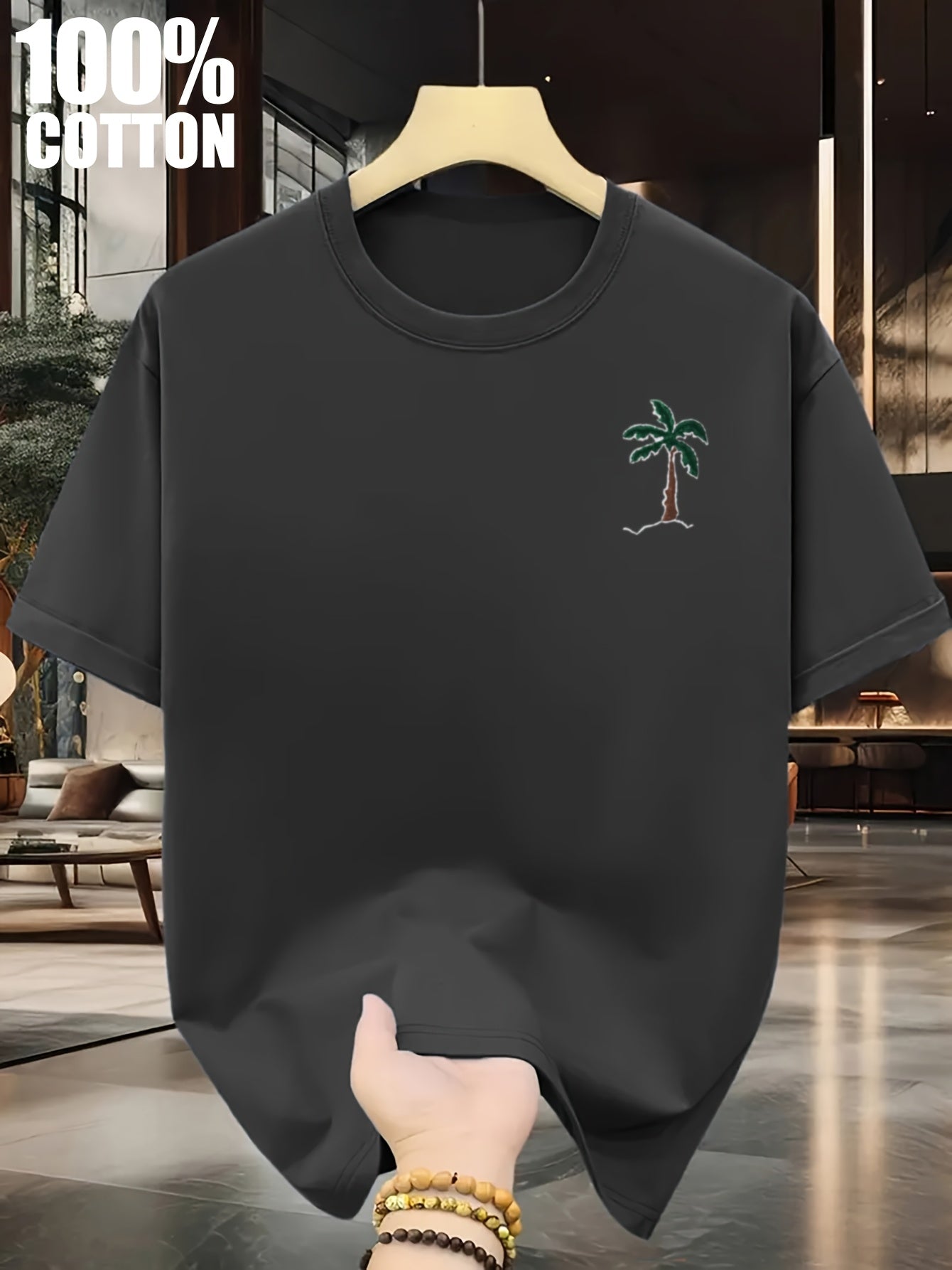 تيشيرت رجالي كاجوال من القطن بنسبة 100%