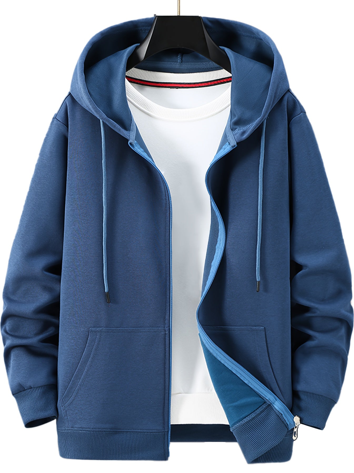 هودي رجالي أسود من القطن مع جيب بسحاب