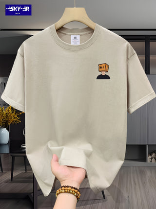 تيشيرت رجالي من القطن بطباعة جرافيك كبيرة الحجم من