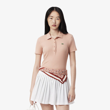 قميص بولو من القطن المضلع بقصة ضيقة L.12.d Lacoste