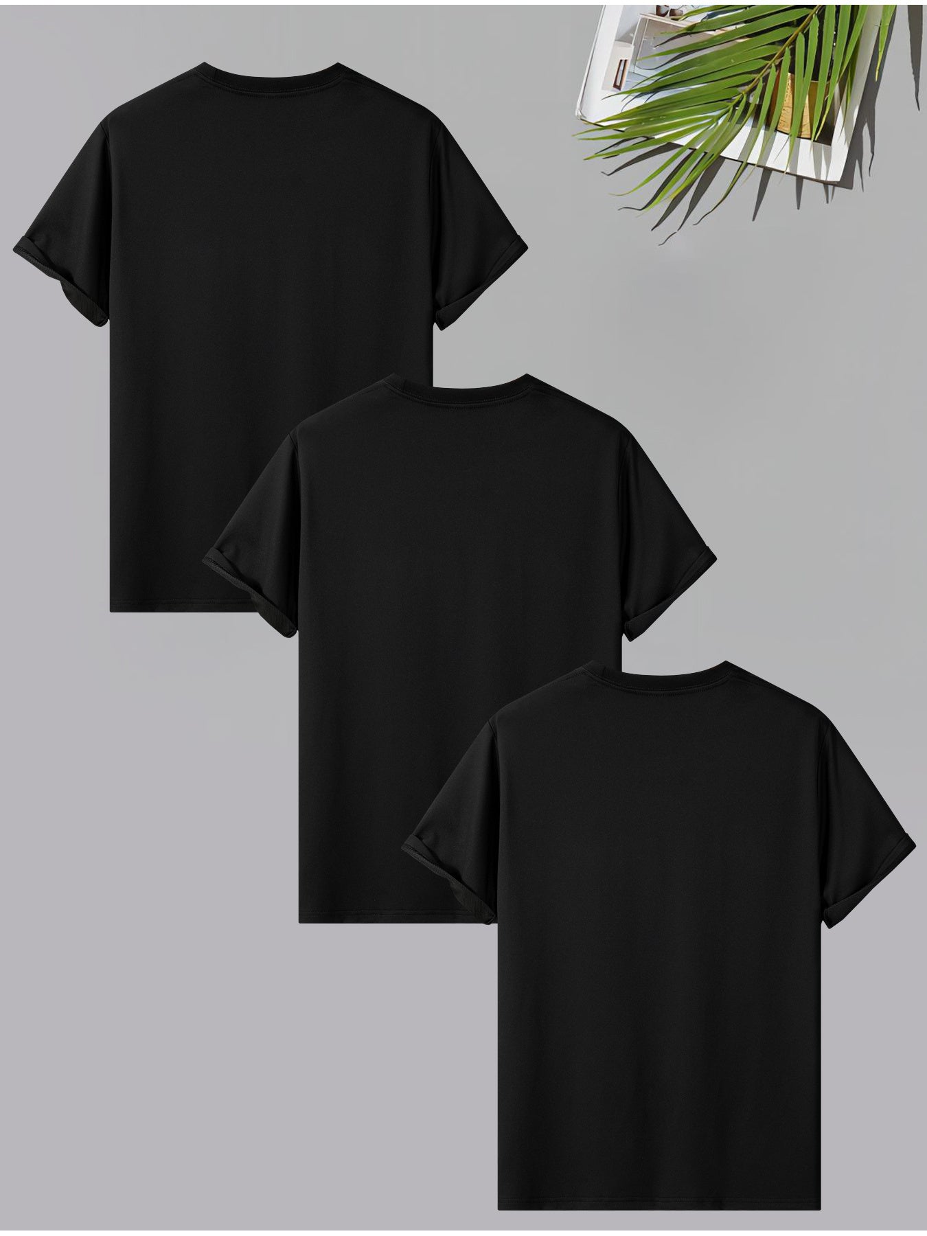 3 قطع من تيشيرتات رجالية بياقة دائرية