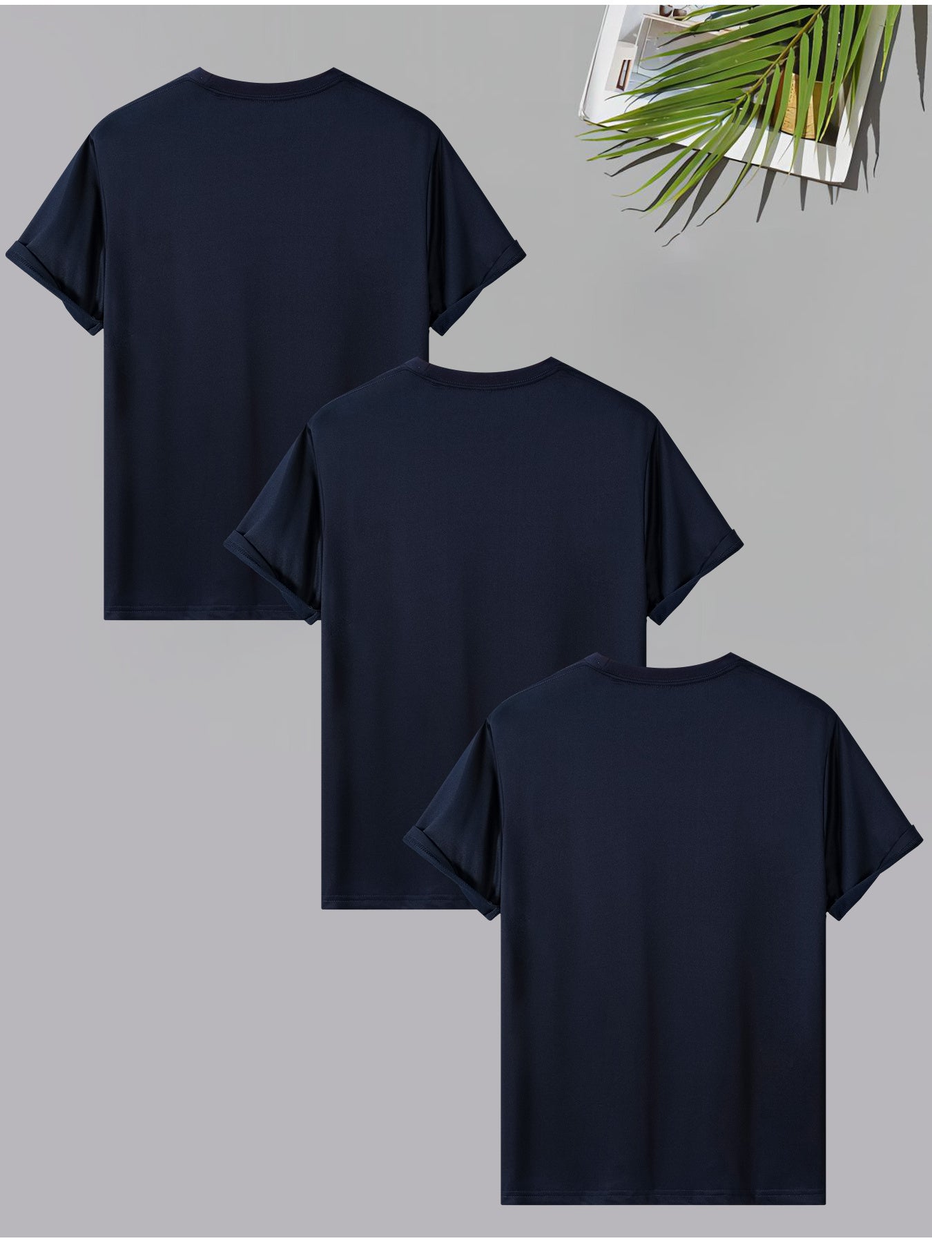 3 قطع من تيشيرتات رجالية بياقة دائرية