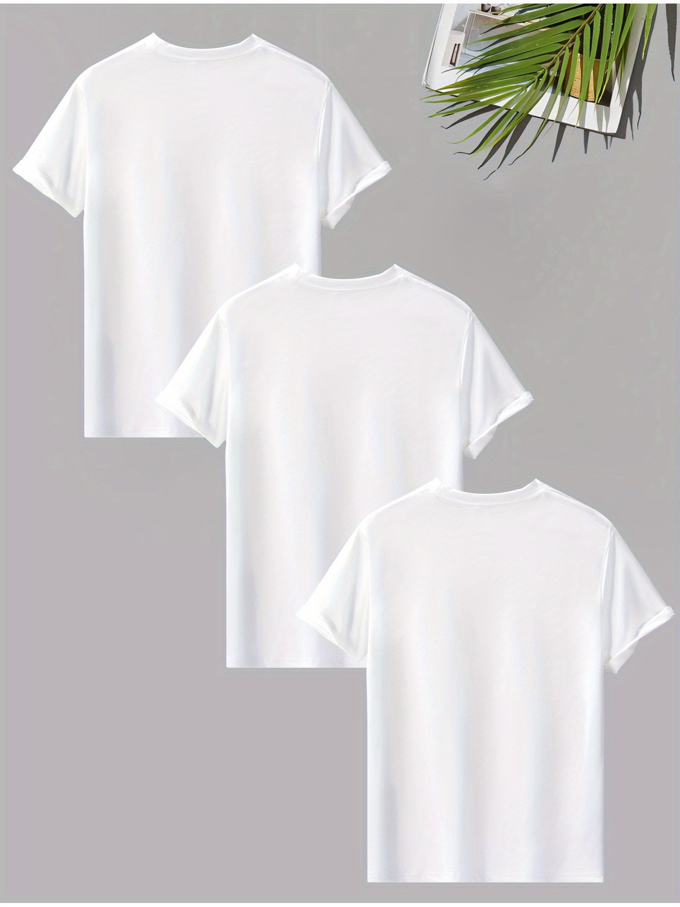 3 قطع من تيشيرتات رجالية بياقة دائرية