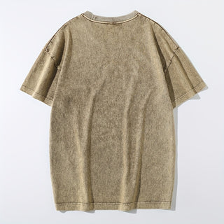 تيشيرت رجالي ثقيل مغسول بتصميم فينتاج