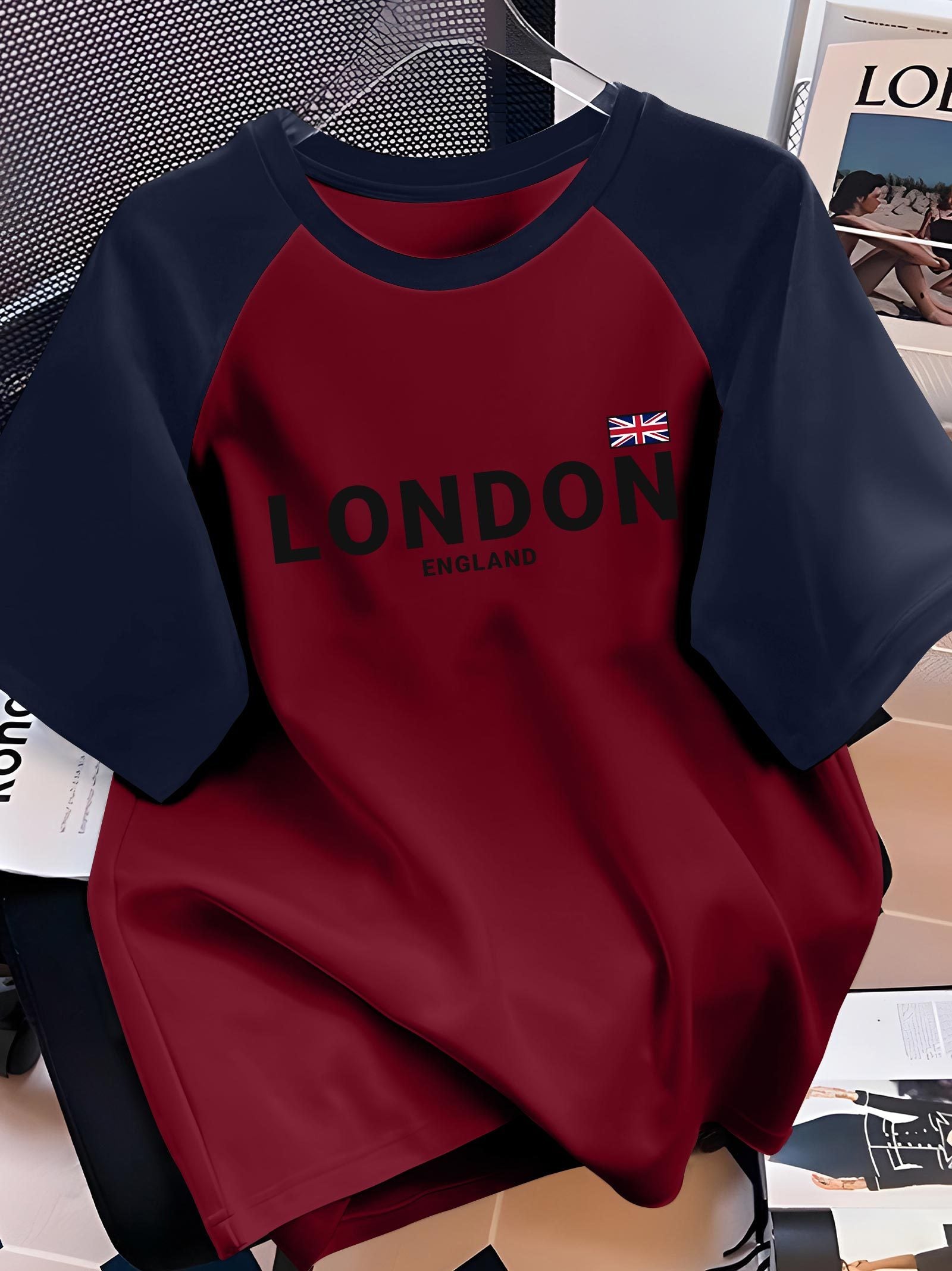 تيشيرت رجالي برسمة لندن إنجلترا بأكمام راجلان