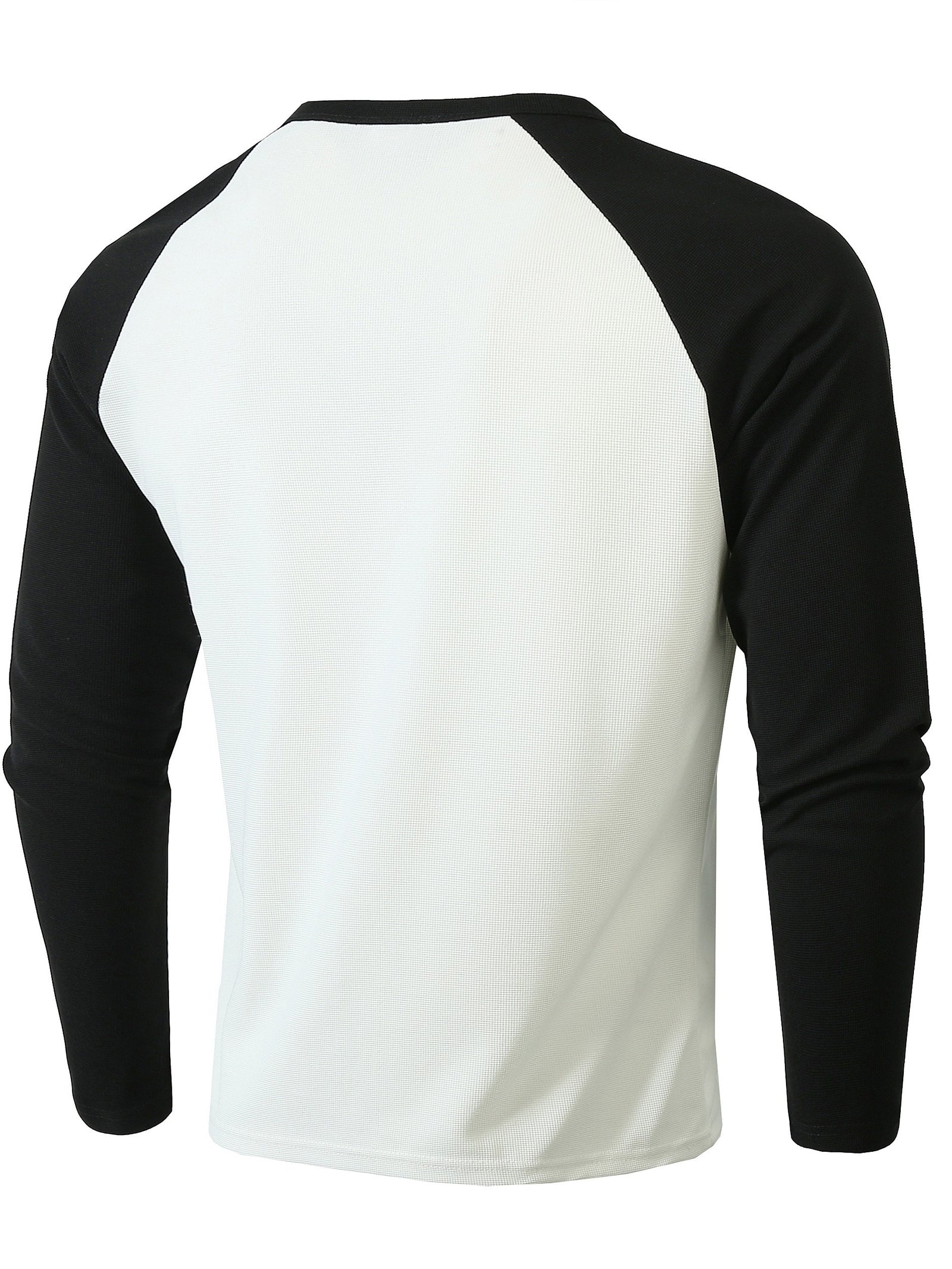 تي شيرت رجالي بأكمام طويلة ورقبة دائرية بقصة ضيقة مع نصف زر