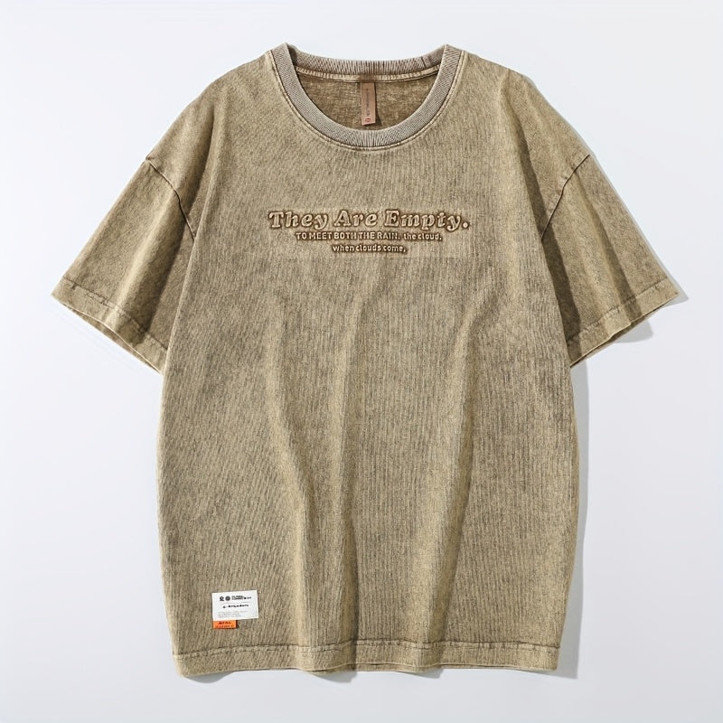 تيشيرت رجالي ثقيل مغسول بتصميم فينتاج