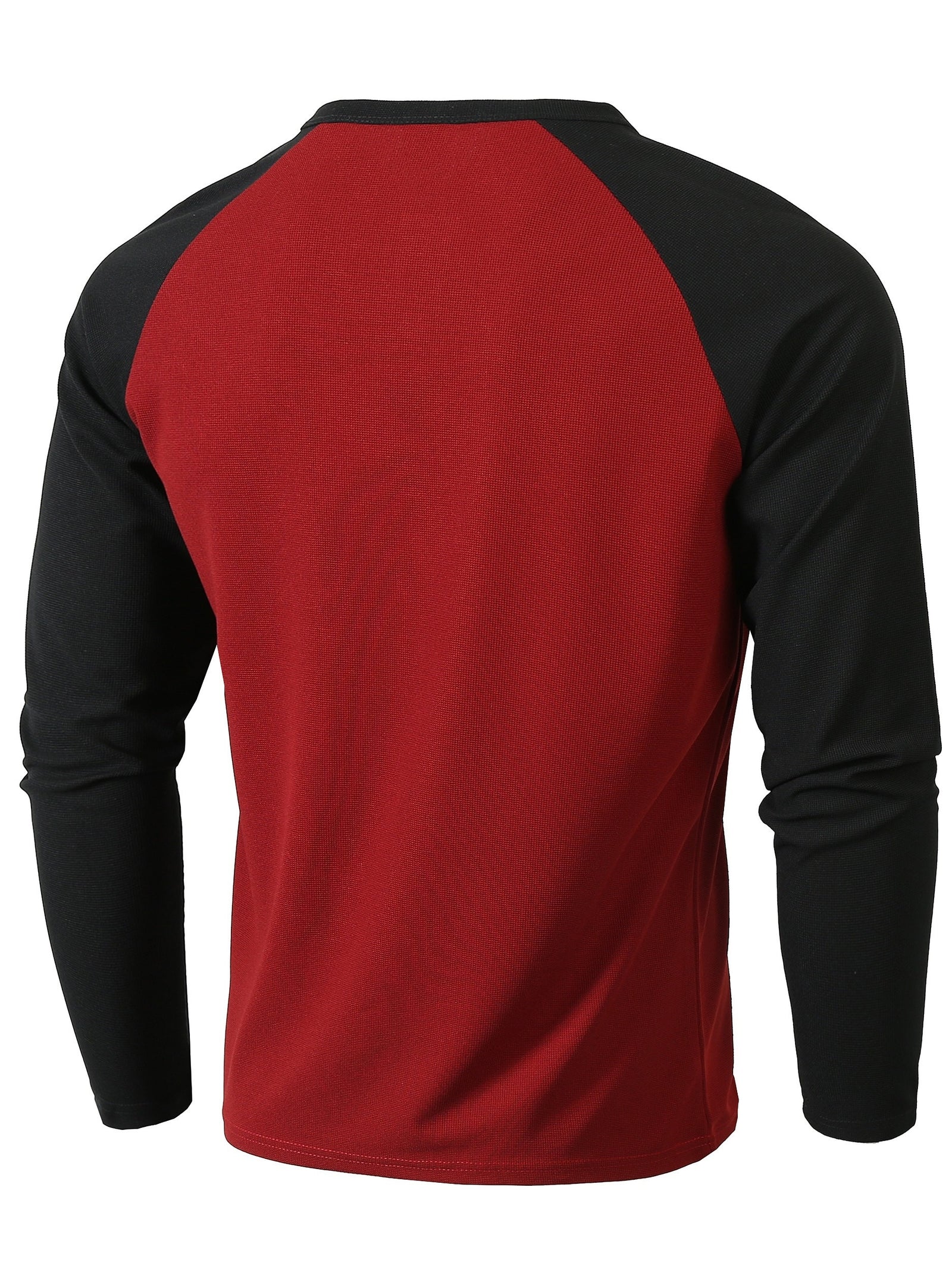 تي شيرت رجالي بأكمام طويلة ورقبة دائرية بقصة ضيقة مع نصف زر