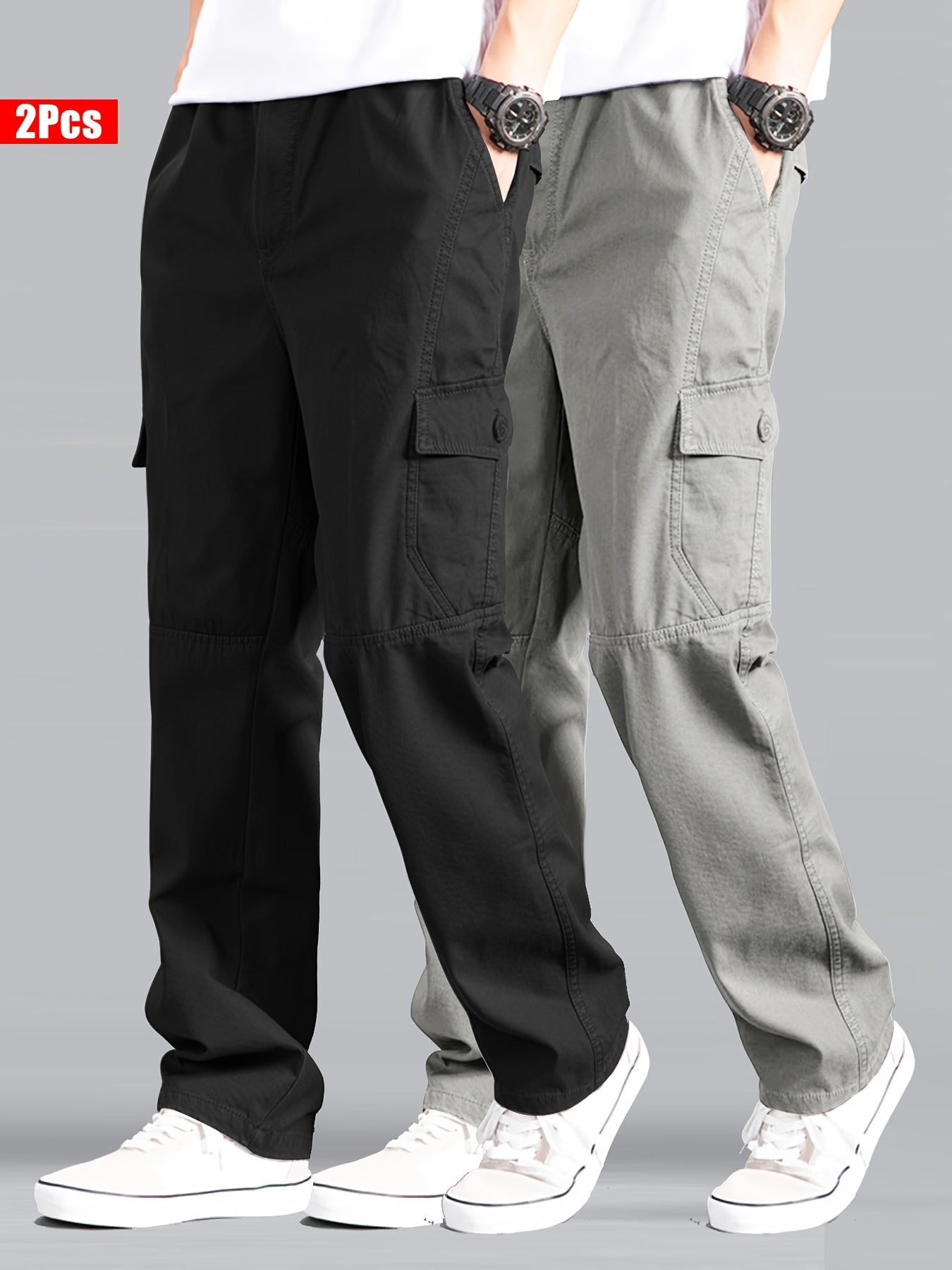 قطعتان من سروال كارجو قطني للرجال
