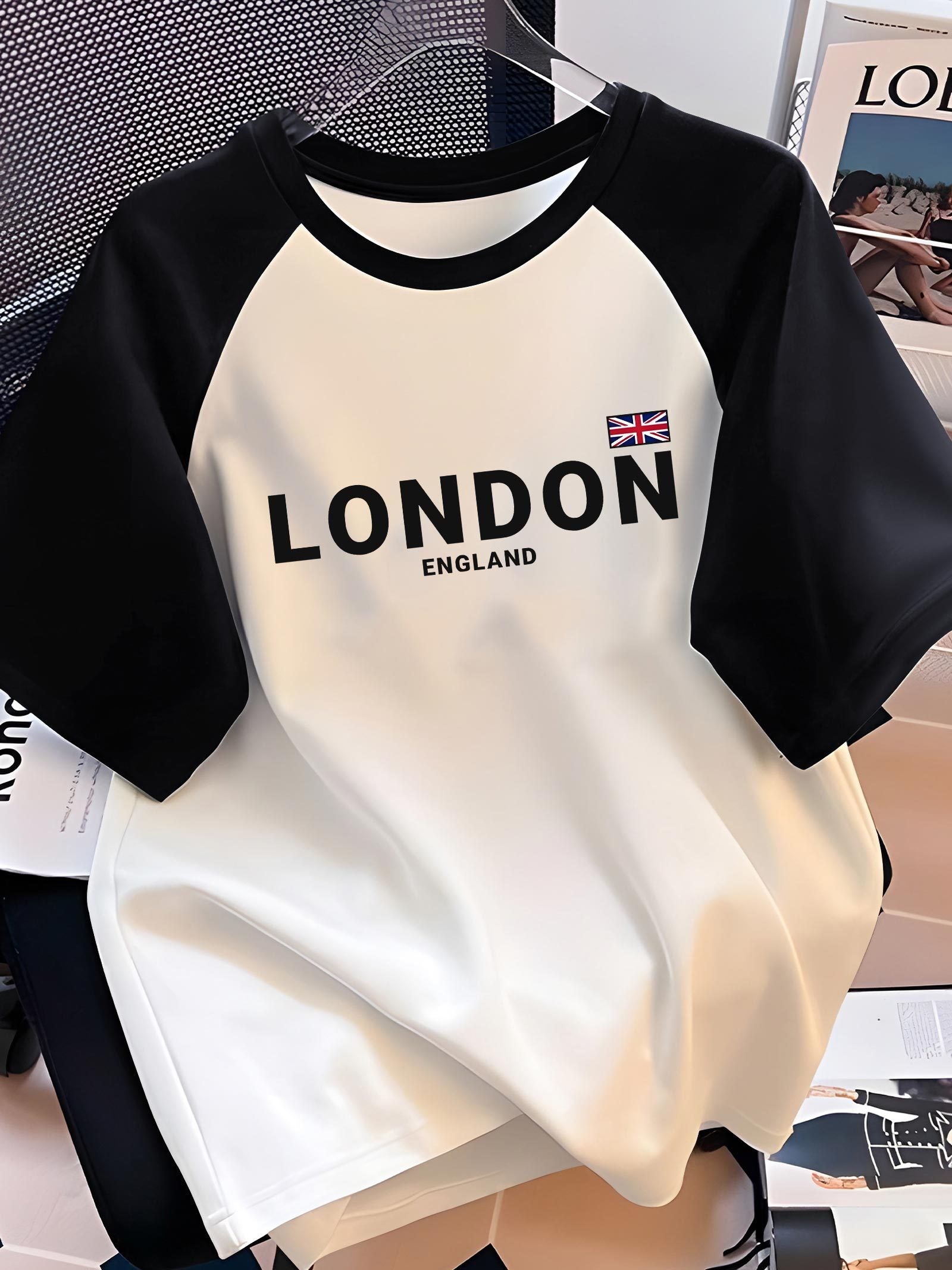 تيشيرت رجالي برسمة لندن إنجلترا بأكمام راجلان