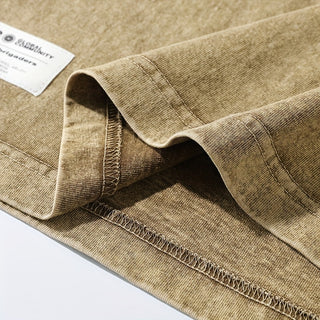 تيشيرت رجالي ثقيل مغسول بتصميم فينتاج