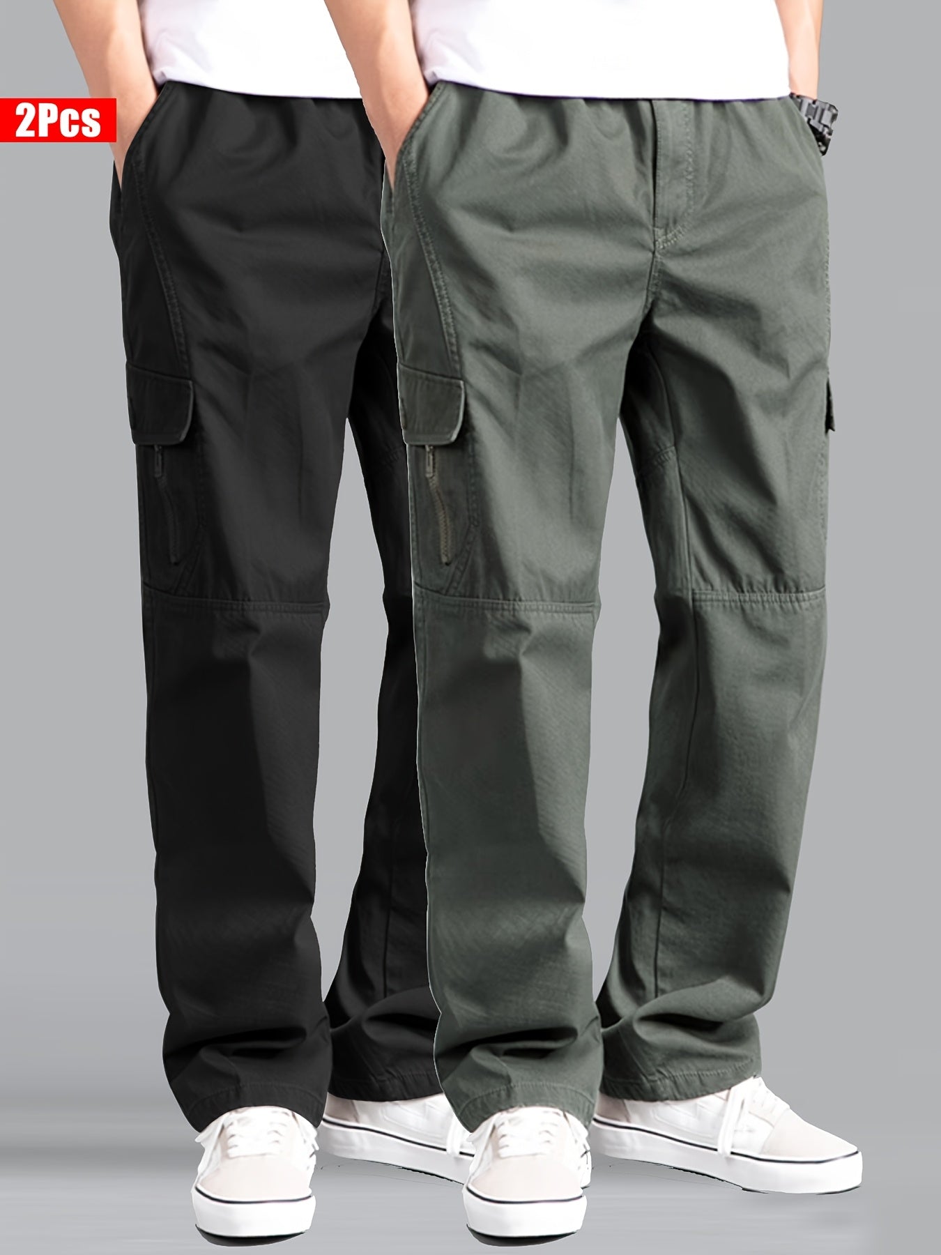 قطعتان من سروال كارجو قطني للرجال