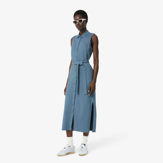 فستان بولو ميني بيكيه طويل ومطاط Lacoste