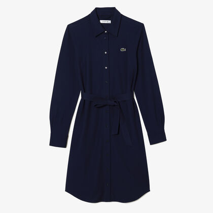 فستان بيكيه بأكمام طويلة وقصة عادية Lacoste