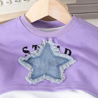 european american design sense كاجوال بنت بدلة أكمام قصيرة فيست trousers with five-pointed star patch cross-border قصير