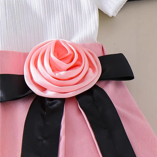 european american صيف كاجوال ستايل بنات طقم cute أكمام قصيرة t-shirt flower decorative pants جيب solid color جديد product