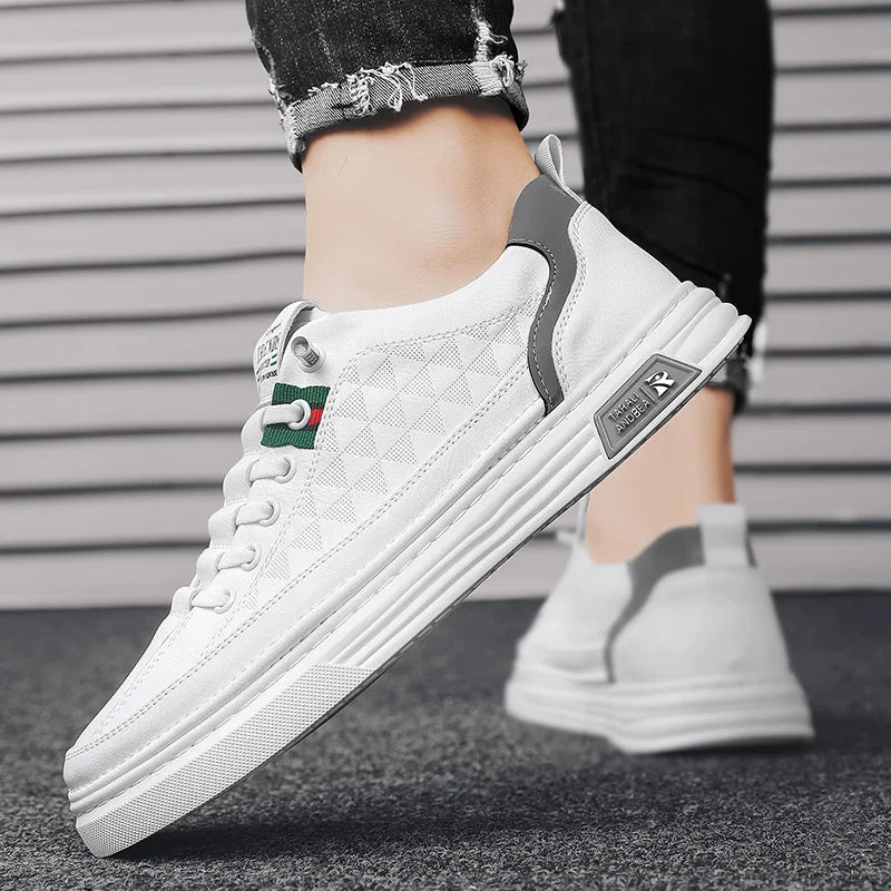 سنيكر رجالي - أبيض – جلد صناعي