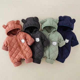 fall شتاء newborn baby cotton جمبسوت warm cotton-padded clothes with bear pattern for climbing