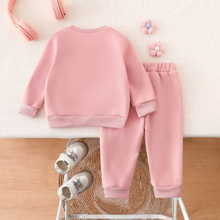 بنت's pink bow two-piece بدلة with أكمام طويلةs cute كاجوال ستايل for baby solid pattern home clothing for ربيع وخريف