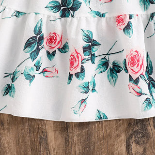 بنت's طقم موضة 2025 ربيع وخريف جديد sweet flower print أكمام طويلةd توب and جيب طقم قطعتين