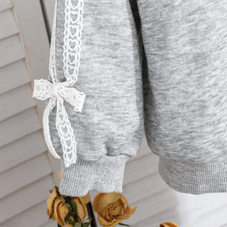 بنت's stylish heart بدلة wide leg pants hoodie for ربيع وخريف