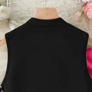 بنات' clothing موضة 2025 صيف جديد stylish detachable أكمام sweet contrasting bow tie فستان فستان