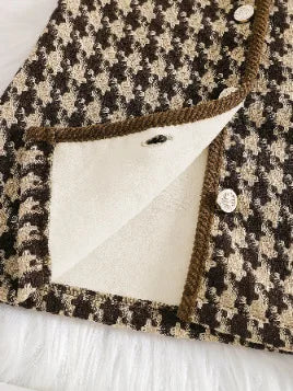 بنات composite thick plush طويل فيست jacket + pit strip high collar أكمام طويلة توب بدلة بحزام