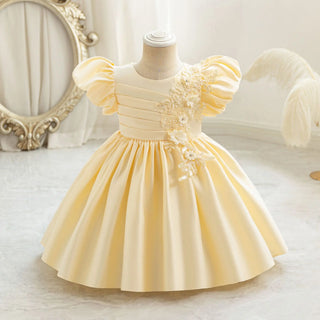 بنات' floral أميرة فستان for birthdays صيف جديد children's knitted fabric flower بنت فستان