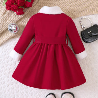 بنات' reversible plush collar tweed bow belt coat outerwear parka for toddlers and teenagers fall/شتاء جديد collection