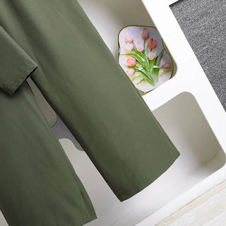 بنات' طقم موضة 2025 ربيع/خريف جديد fashionable back folded أكمام طويلة shirt كاجوال pants طقم