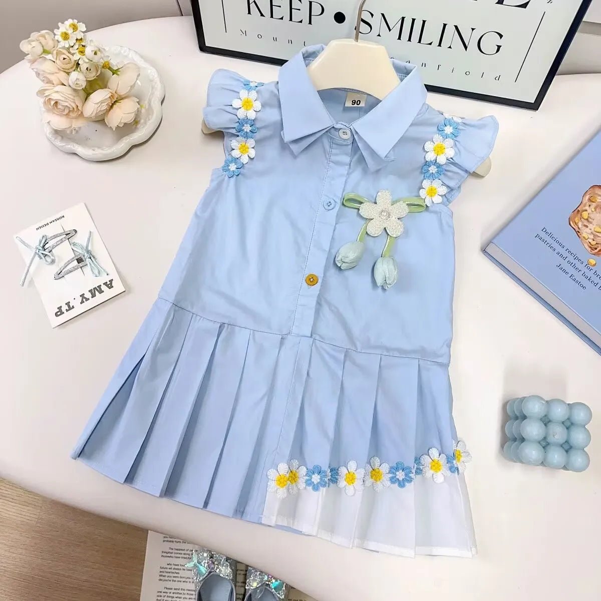 بنات' صيف موضة 2025 جديد ستايل كم كشكش flower أميرة فستان for baby بنات، بليسيه children's فستان