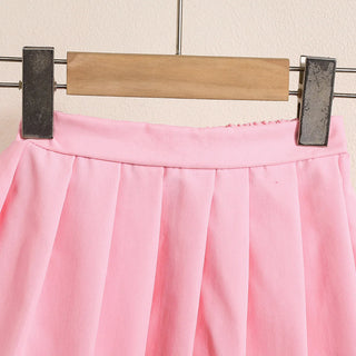 بنات' صيف كاجوال academic ستايل توب بليسيه جيب طقم black بدون أكمام satin floral pink korean ستايل غربي inspired cotton