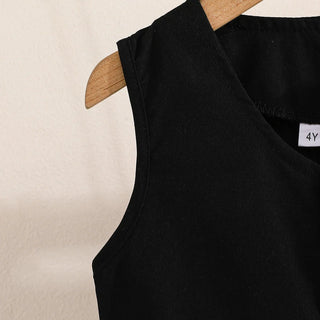 بنات' صيف كاجوال academic ستايل توب بليسيه جيب طقم black بدون أكمام satin floral pink korean ستايل غربي inspired cotton