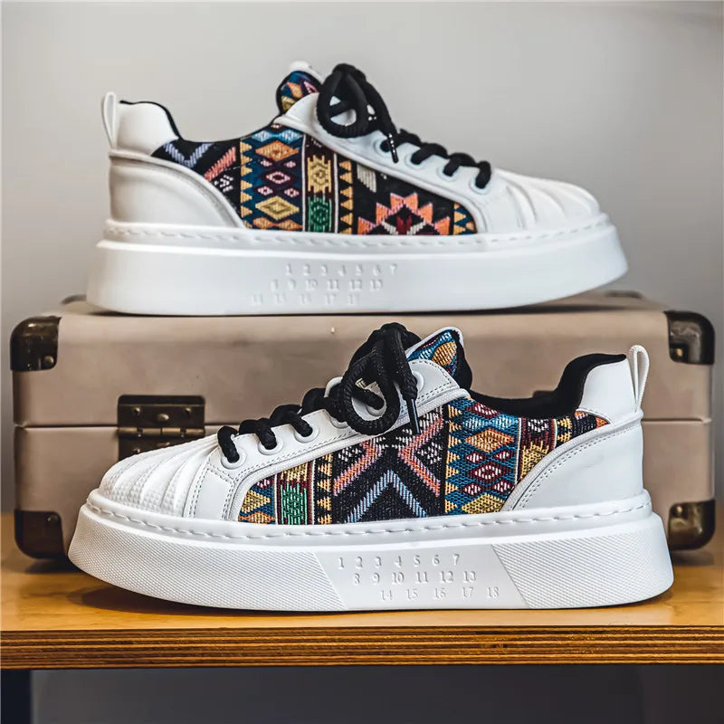 سنيكر رجالي - أبيض – جلد صناعي، تهوية مريحة