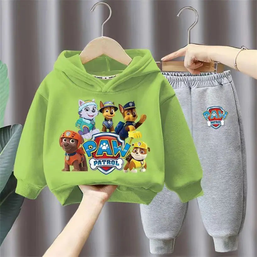 جديد أولاد' كاجوال outfits two-piece cotton hoodie بدلة with foreign ستايل cartoon printed توب children's sizes
