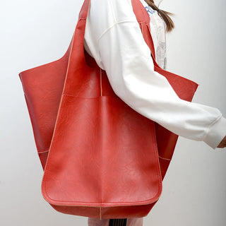 شنطة جلد فاخرة للنساء - Classic Retro Women's Bags Simple Casual