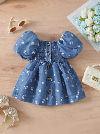 موضة 2025 صيف جديد بنات' floral فستان