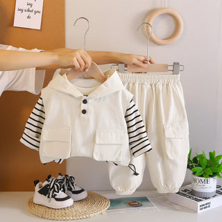 أولاد' ربيع وخريف clothing طقم موضة 2025 جديد ستايل ربيع وخريف handsome workwear 3-piece فيست طقم